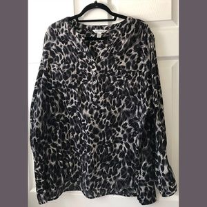 Croft & Barrow Leopard Print Long Sleeve Blouse